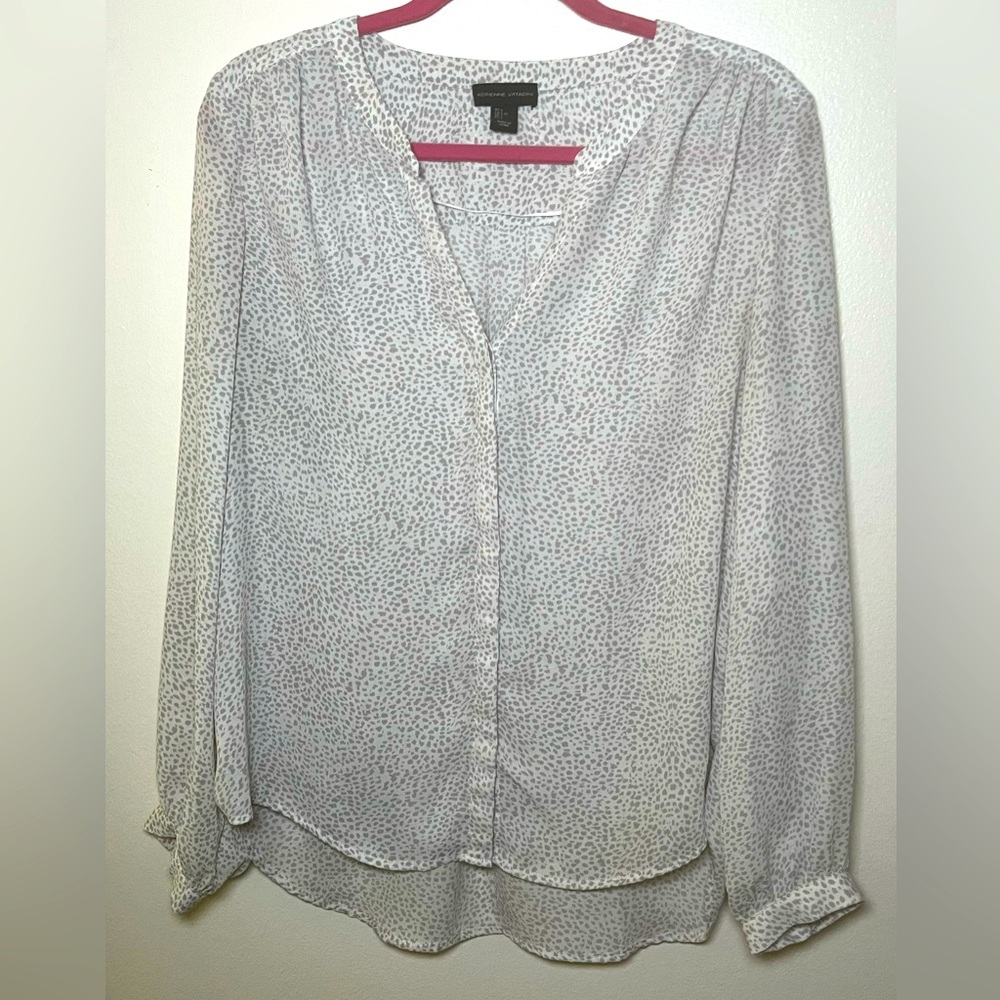 Women’s soft blouse gray and white leopard print size large